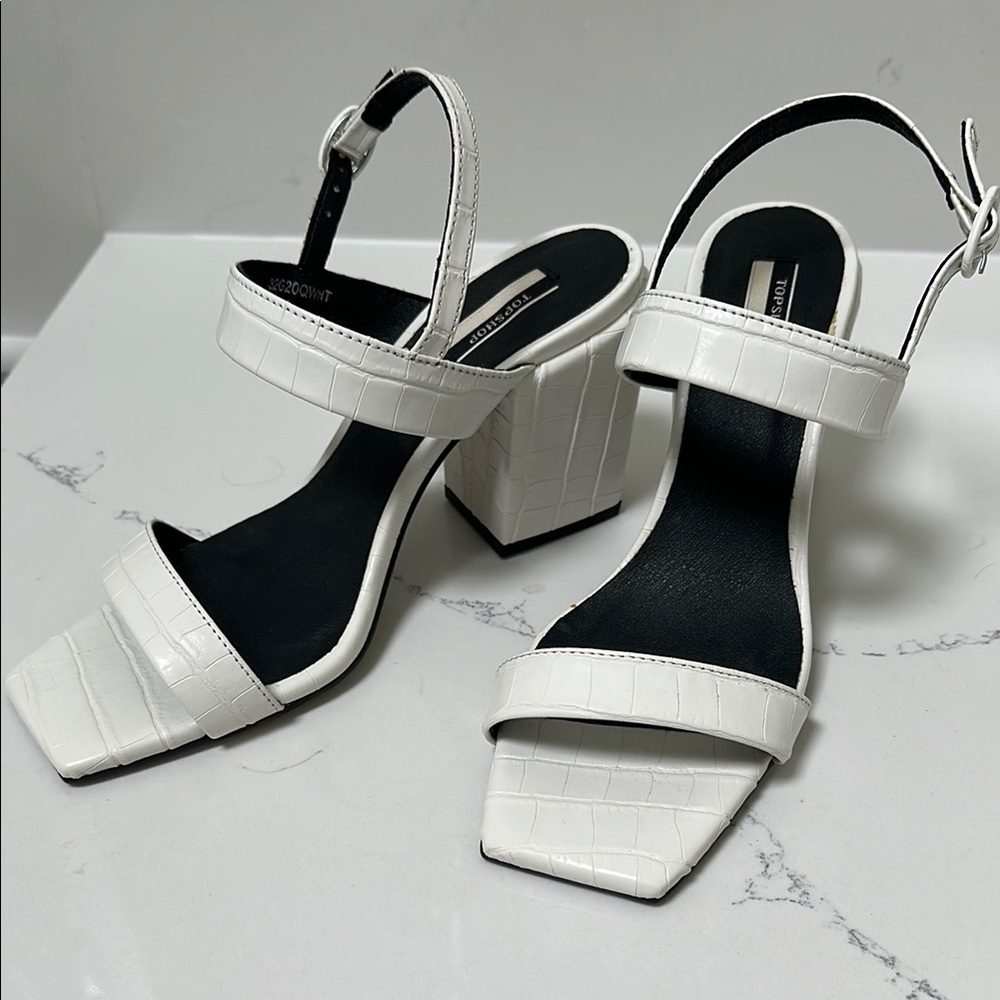 TOPSHOP ROXIE Vegan White Block Heels 39